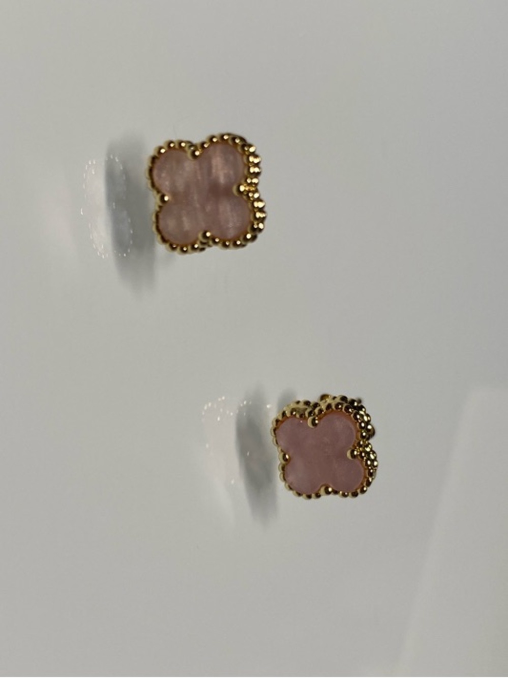 18k gold platedVan Cleef & Arpels Pink Mother-of-Pearl Alhambra Earrings in Gold